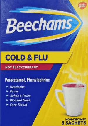 Beechams cold & flu hot B/crnt powder  x 5