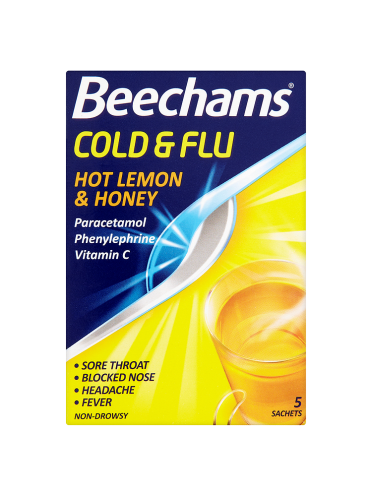 Beechams cold & flu hot lemon powder  x 5